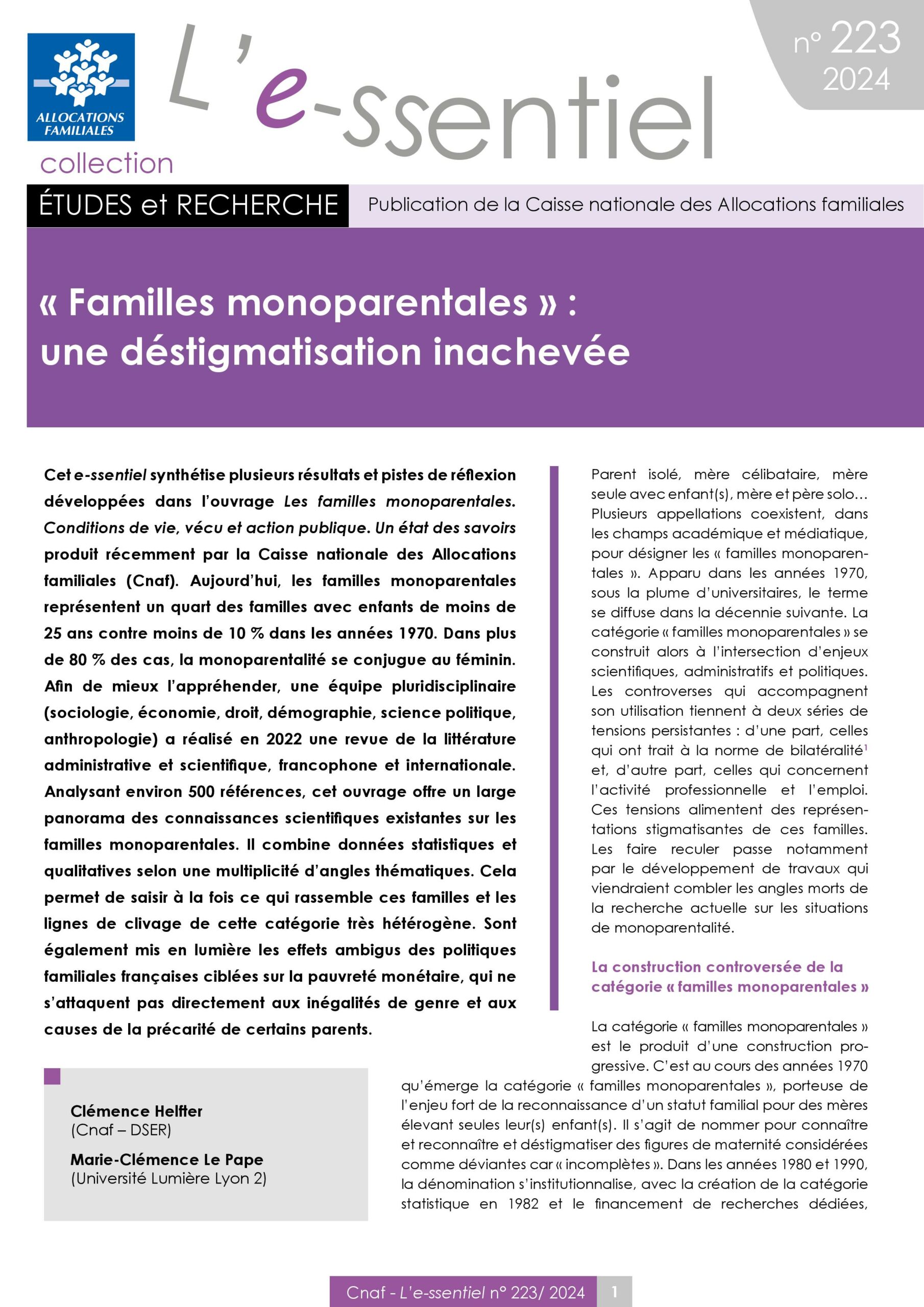 « Familles monoparentales » :  une déstigmatisation inachevée